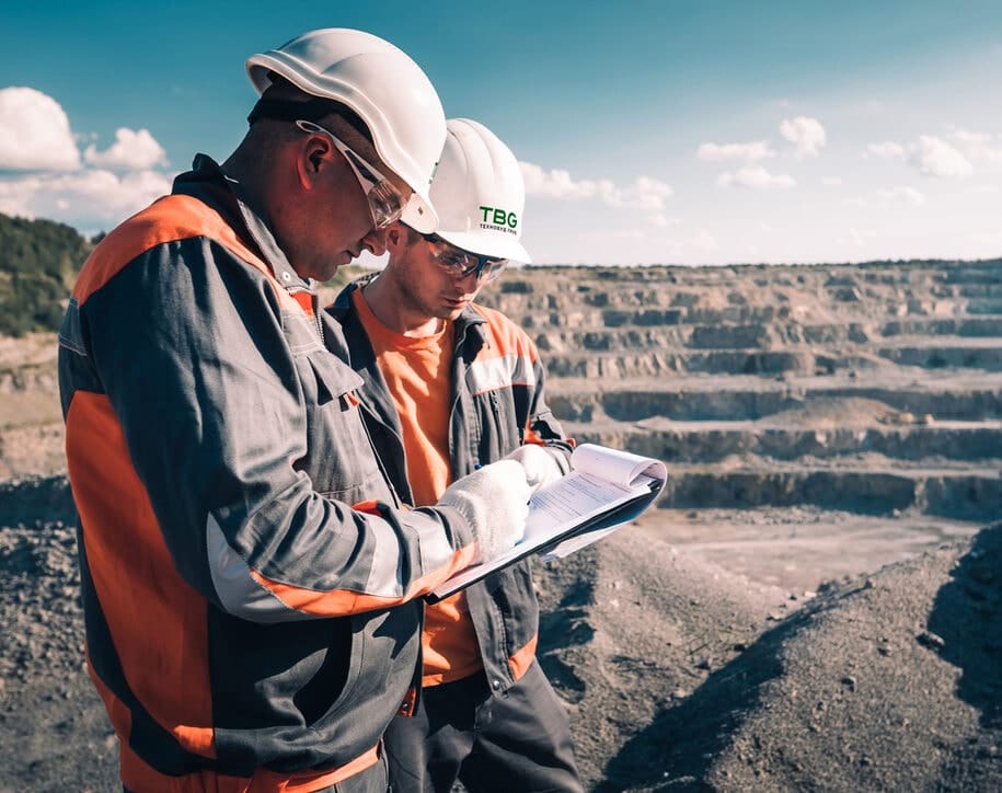 Workers at the Klesiv quarry of non-metallic minerals Technobud